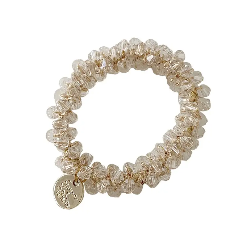 Korean Pearl Crystal Hair Ring High Elastic Elegant Mori Style - Image 10