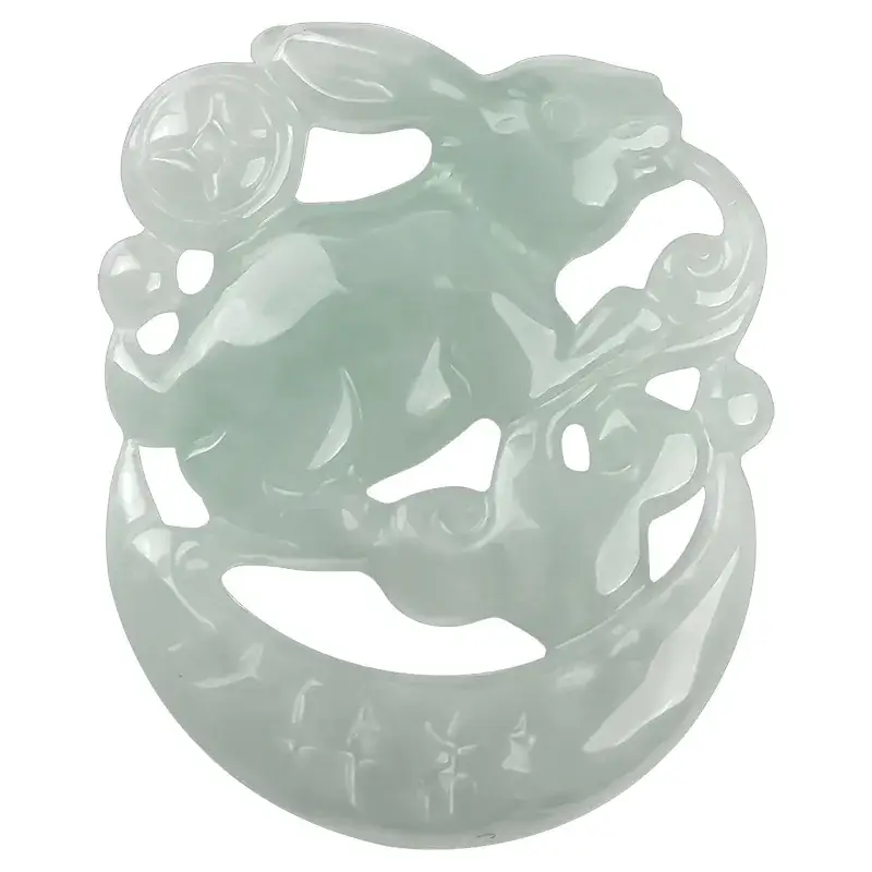Natural Burmese Jade Rabbit Zodiac Pendant for Men Women - Image 5