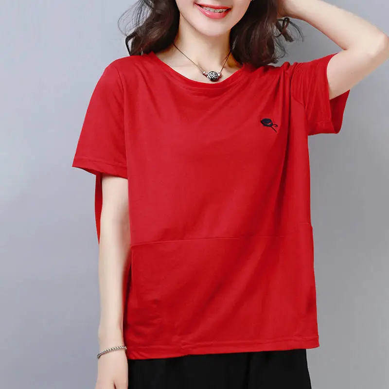 Women Brown Short Sleeve T-Shirt Loose Fit Summer Wear