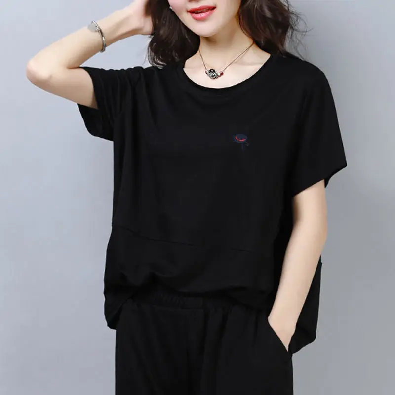 Women Brown Short Sleeve T-Shirt Loose Fit Summer Wear