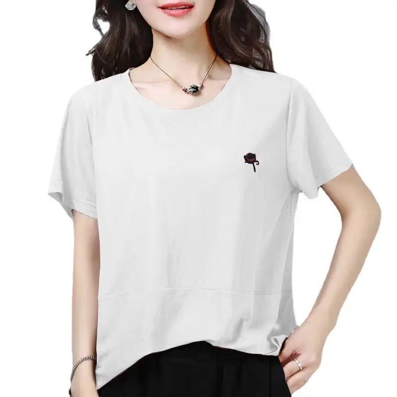 Women Brown Short Sleeve T-Shirt Loose Fit Summer Wear