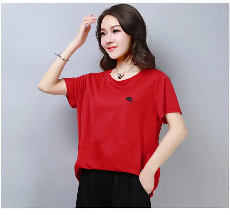 Women Brown Short Sleeve T-Shirt Loose Fit Summer Wear — feature 3