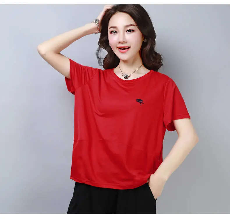 Women Brown Short Sleeve T-Shirt Loose Fit Summer Wear — feature 5