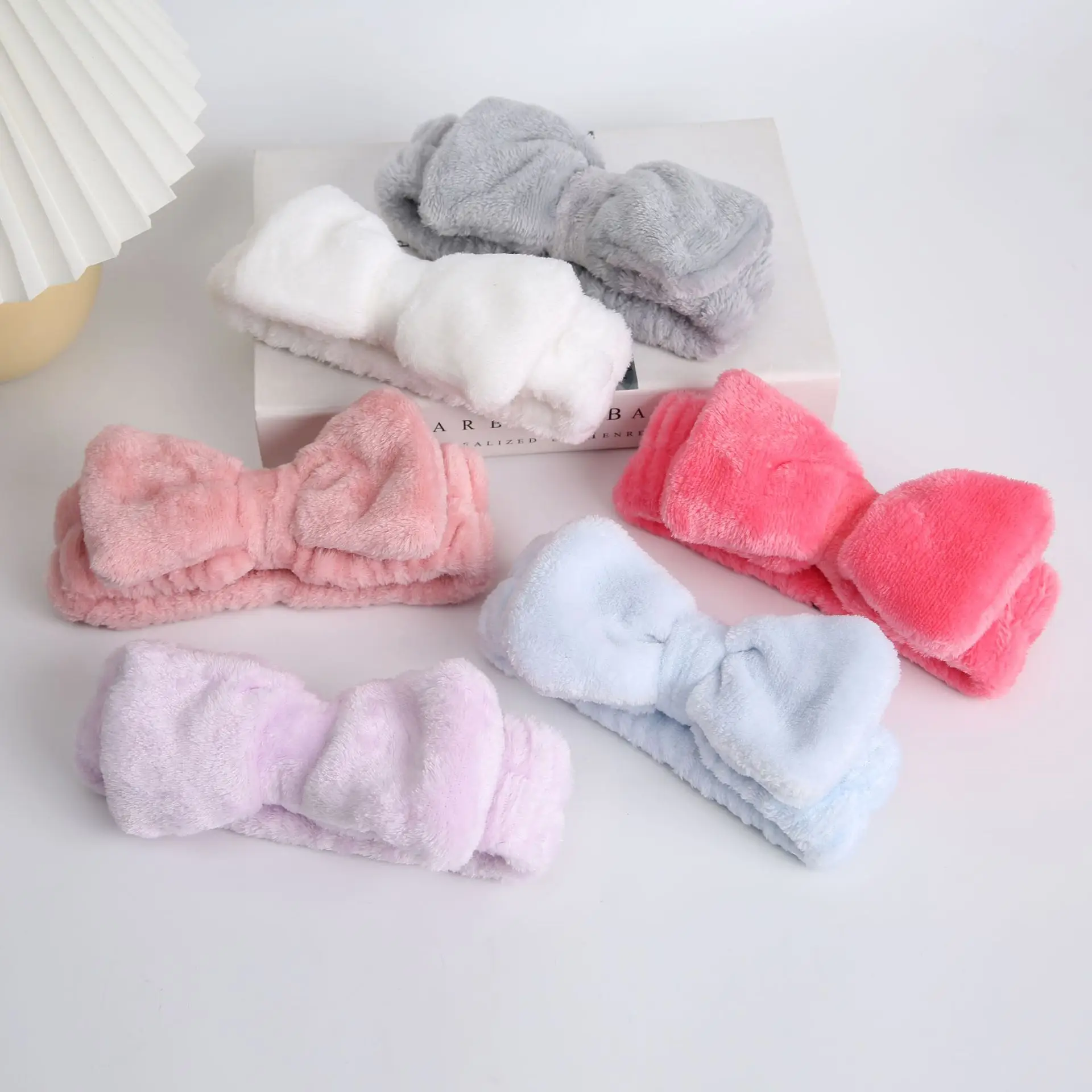 Pink Flannel Bow Headband for Hair & Makeup