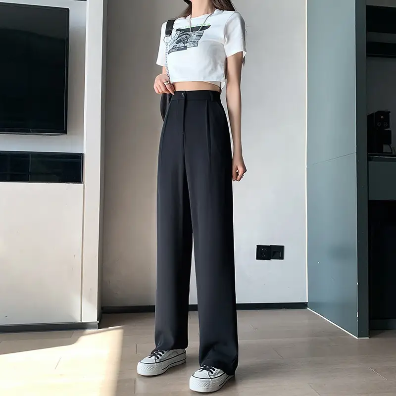 White Loose Waist Wide Leg Pants Women Spring Autumn - Image 14
