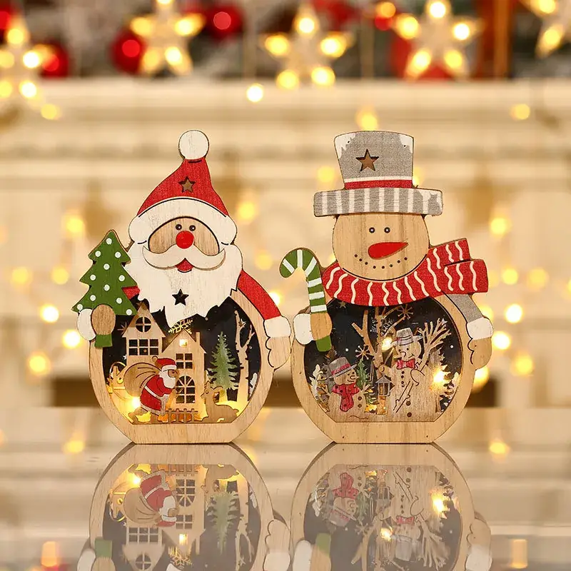 New Christmas Decorated Wooden Santa Claus Ornament Set - Image 4