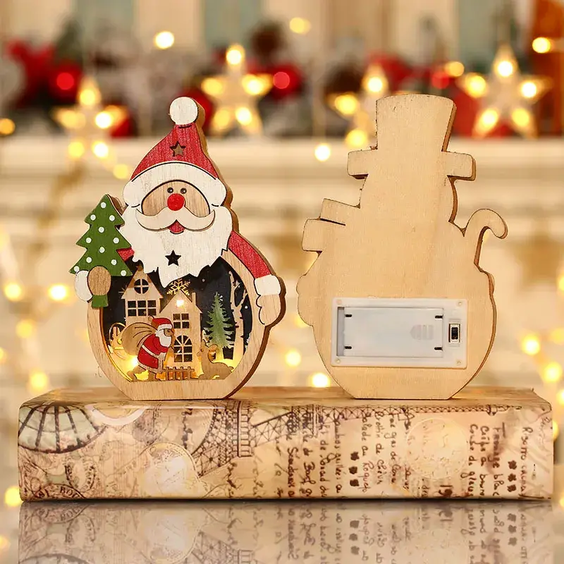 New Christmas Decorated Wooden Santa Claus Ornament Set - Image 5