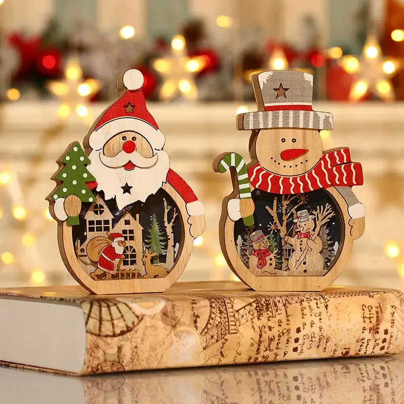 New Christmas Decorated Wooden Santa Claus Ornament Set - Image 6