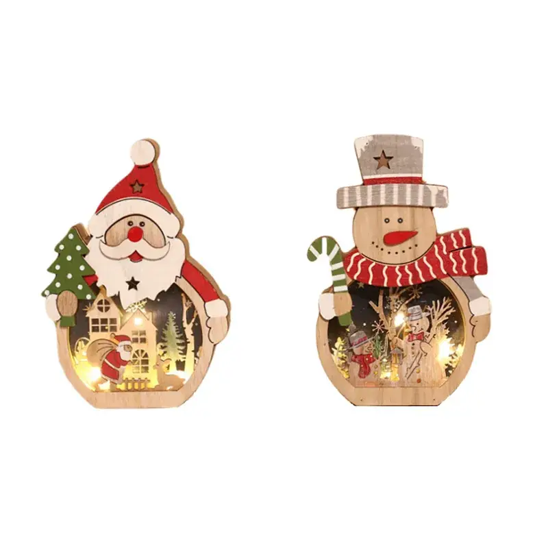 New Christmas Decorated Wooden Santa Claus Ornament Set - Image 7