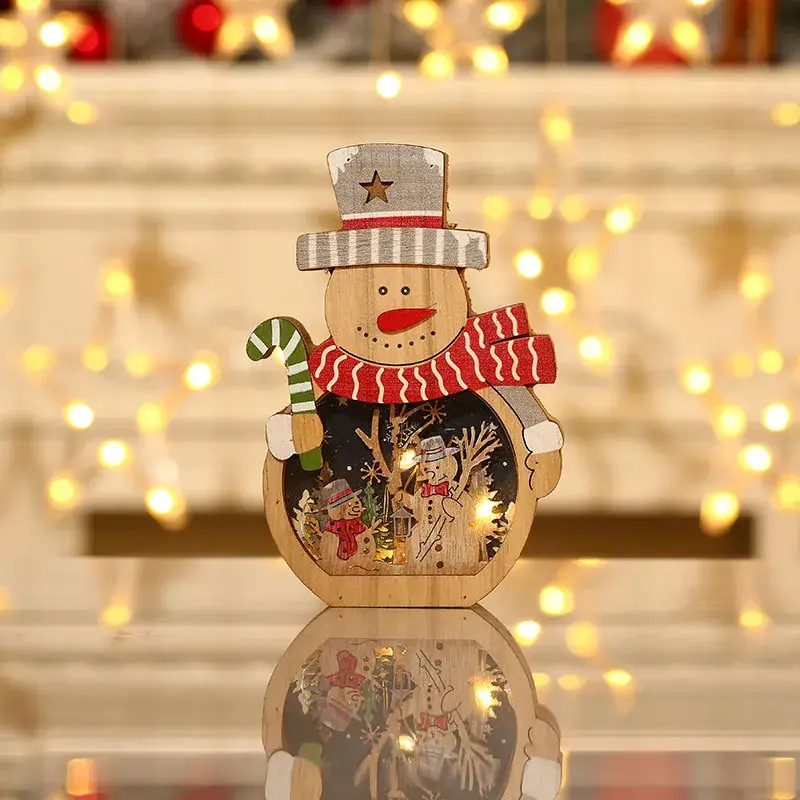 New Christmas Decorated Wooden Santa Claus Ornament Set - Image 2