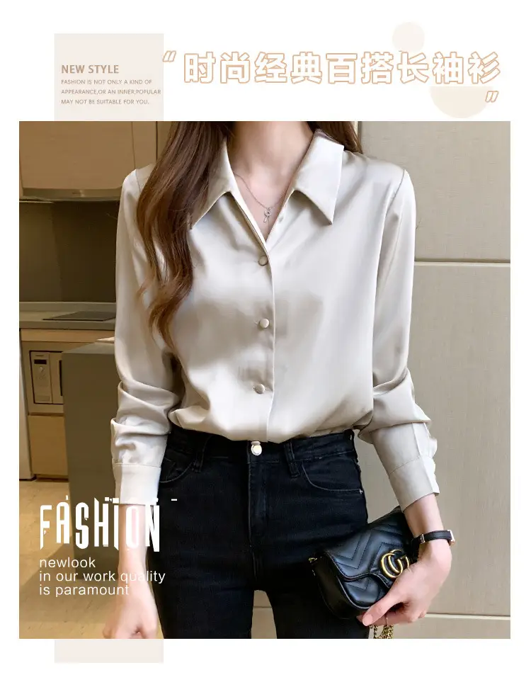 Women Silk Satin Button-Up Shirt Spring 2024 — feature 1