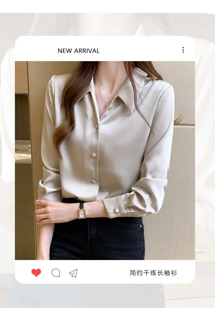 Women Silk Satin Button-Up Shirt Spring 2024 — feature 3