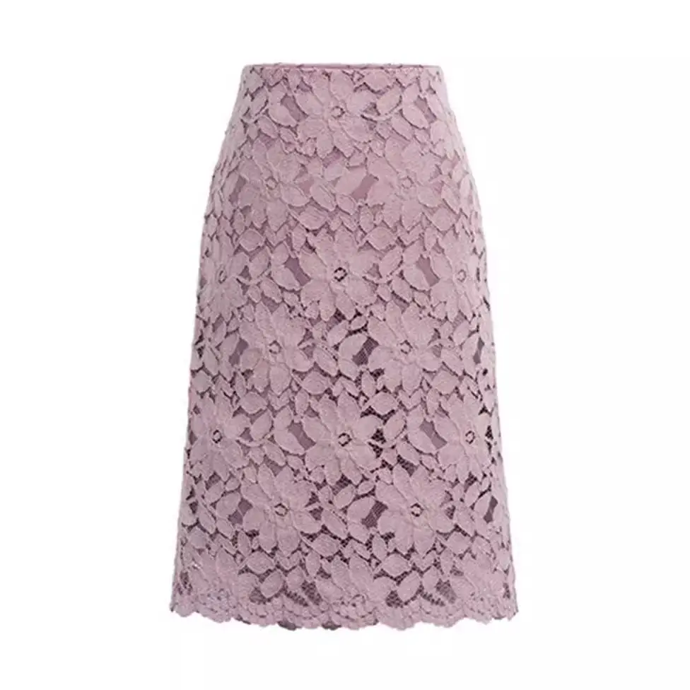 Lace Embroidered Skirt Lavender Large