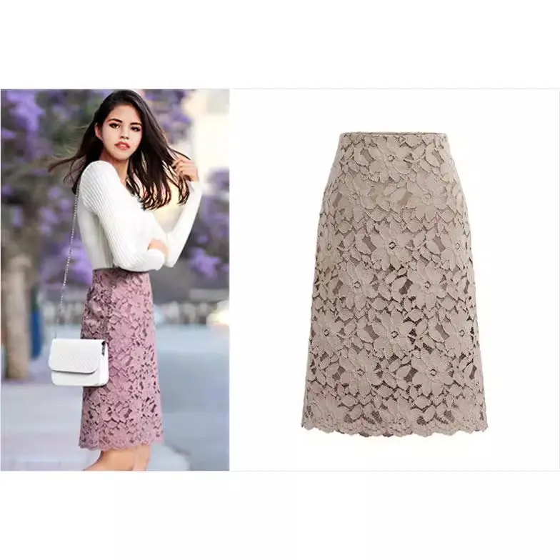 Lace Embroidered Skirt Lavender Large
