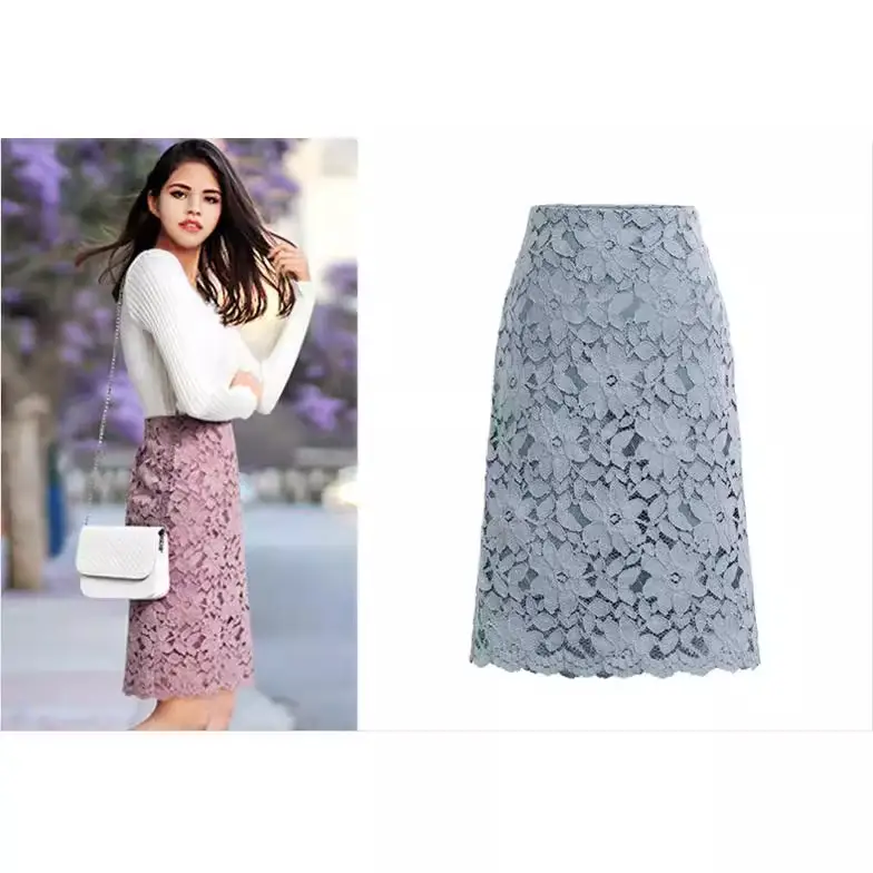 Lace Embroidered Skirt Lavender Large