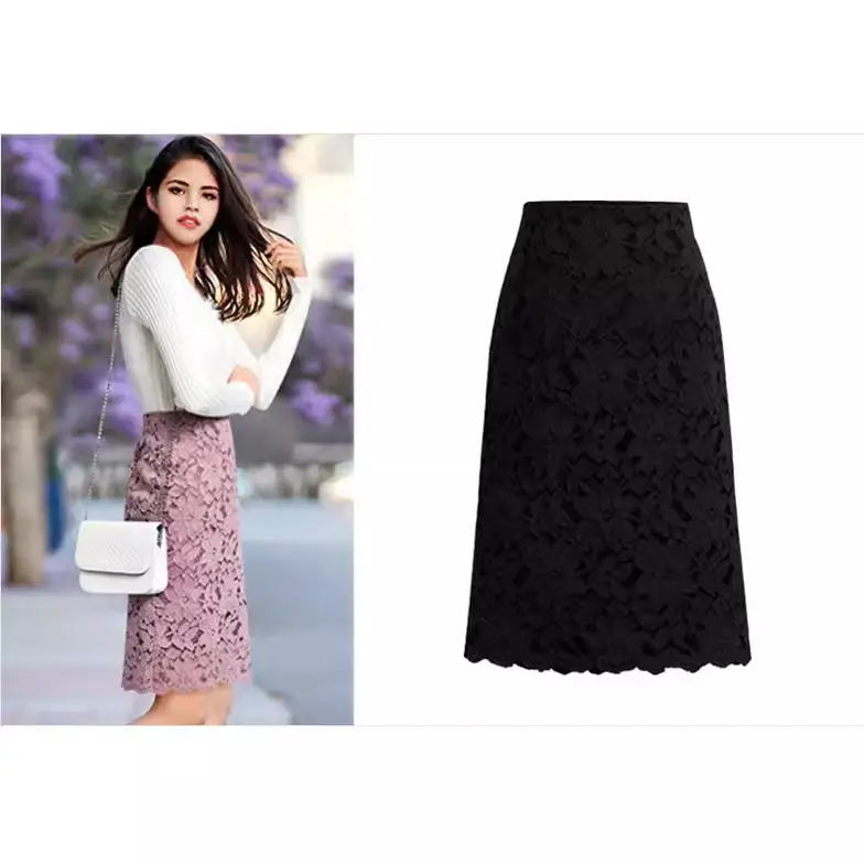 Lace Embroidered Skirt Lavender Large