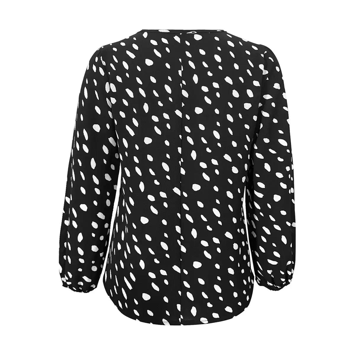 Women's 2024 Wave Dot V-neck Bubble Sleeve Top — feature 5