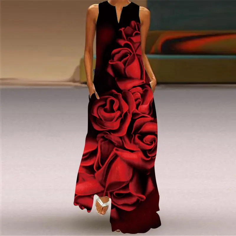 2026 Women's Printed V-Neck Sleeveless Dress - Image 9