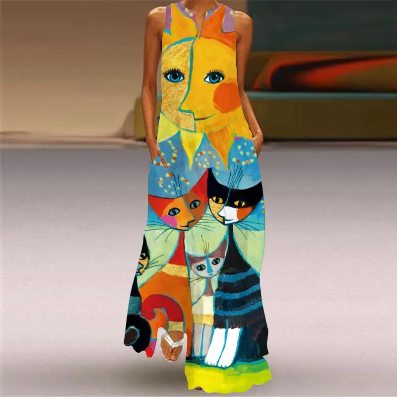 2026 Women's Printed V-Neck Sleeveless Dress - Image 10