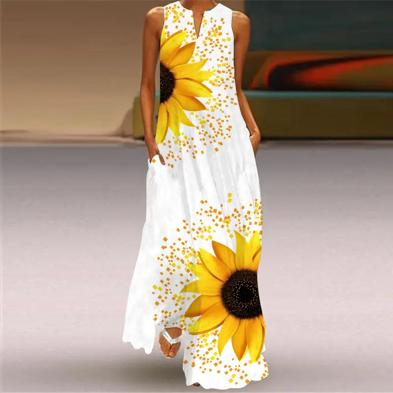 2026 Women's Printed V-Neck Sleeveless Dress - Image 12