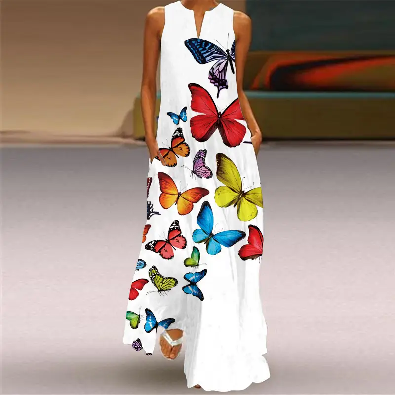 2026 Women's Printed V-Neck Sleeveless Dress - Image 5