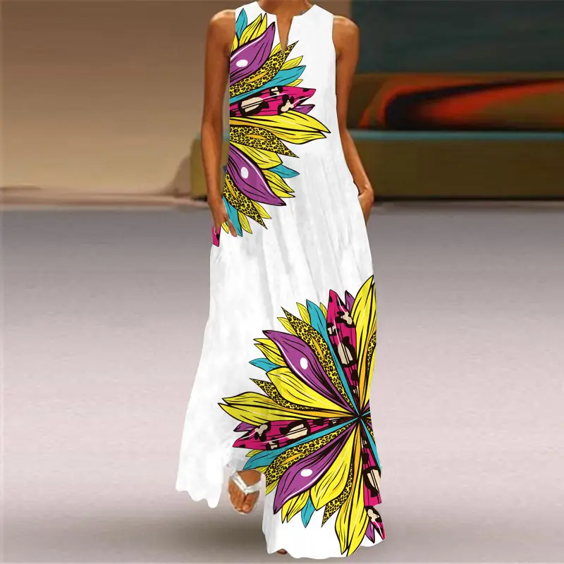 2026 Women's Printed V-Neck Sleeveless Dress - Image 6