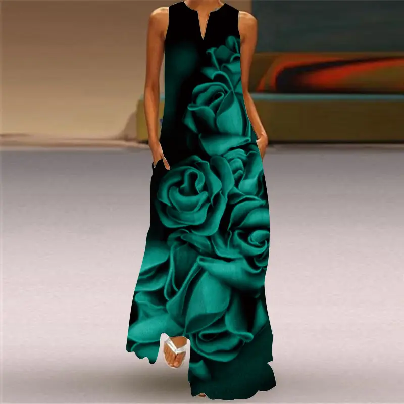 2026 Women's Printed V-Neck Sleeveless Dress - Image 7