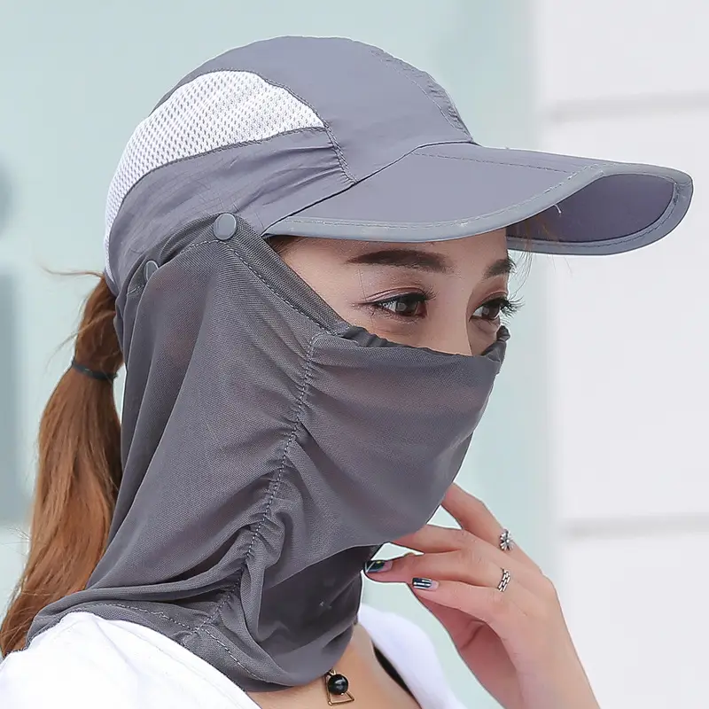Pink Full Face UV Sun Hat for Kids Outdoor Sports