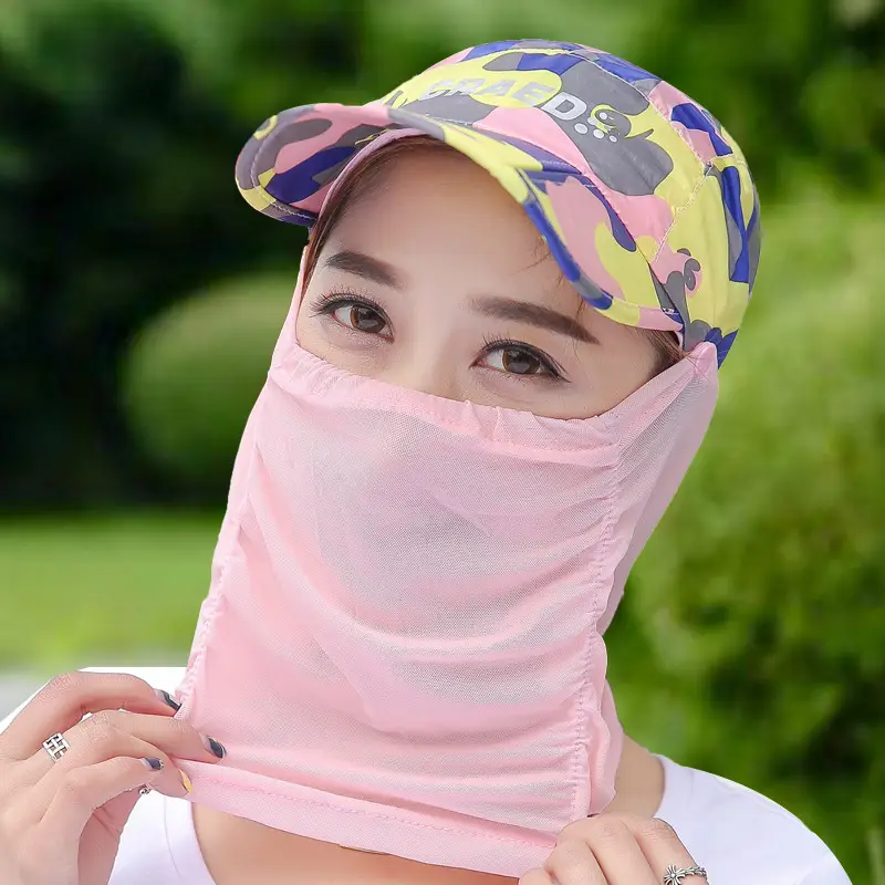 Pink Full Face UV Sun Hat for Kids Outdoor Sports