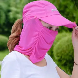 Pink Full Face UV Sun Hat for Kids Outdoor Sports