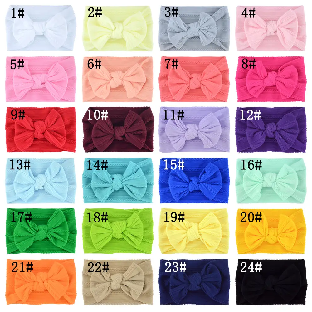 Beige Bow Hairband for Girls with Wide Elastic Band - Image 32