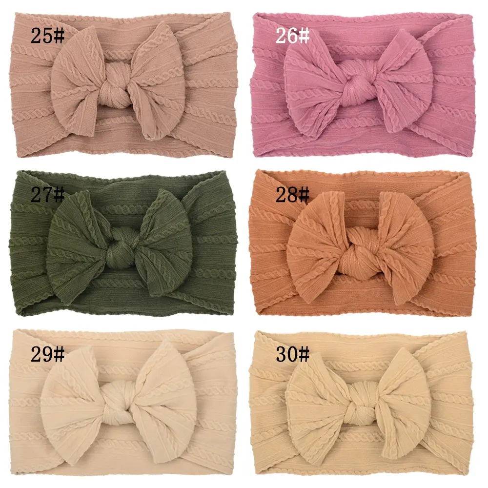 Beige Bow Hairband for Girls with Wide Elastic Band - Image 33