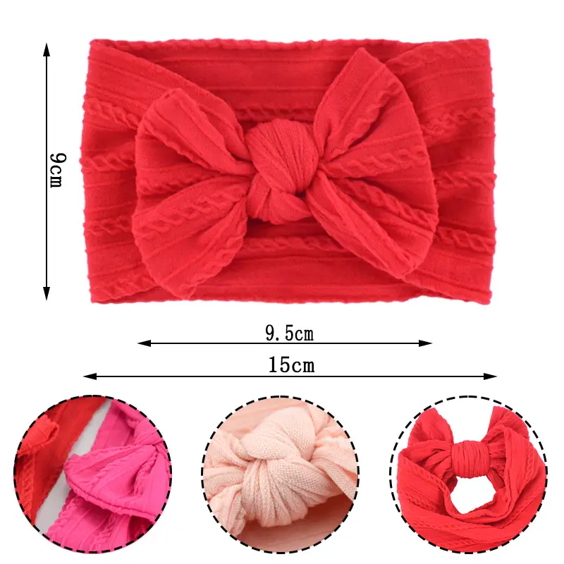 Beige Bow Hairband for Girls with Wide Elastic Band - Image 34