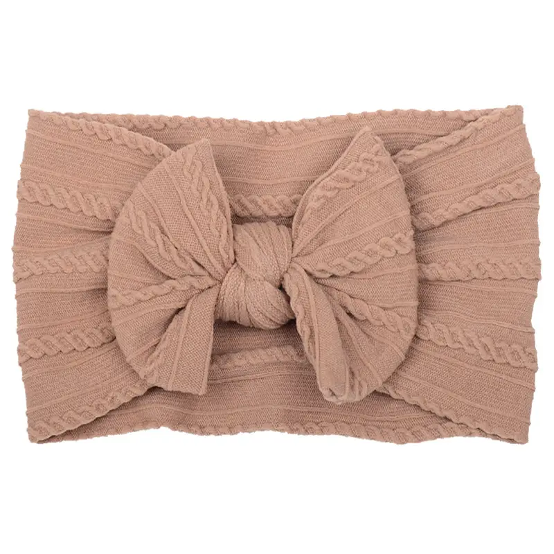 Beige Bow Hairband for Girls with Wide Elastic Band - Image 25