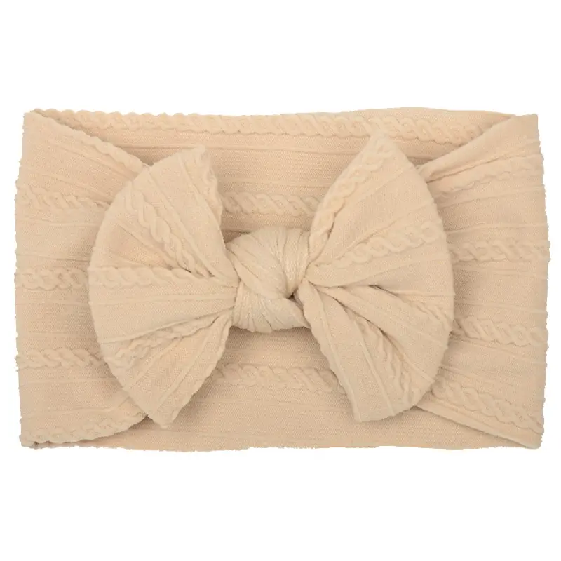 Beige Bow Hairband for Girls with Wide Elastic Band - Image 29