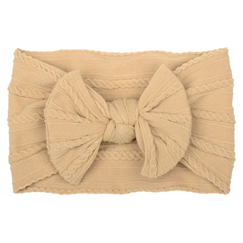Beige Bow Hairband for Girls with Wide Elastic Band - Image 30