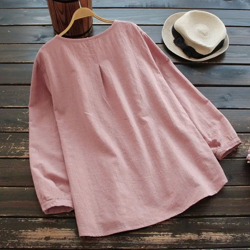Long Sleeve Women's Pleated Top Yellow White Blue Pink - Image 8
