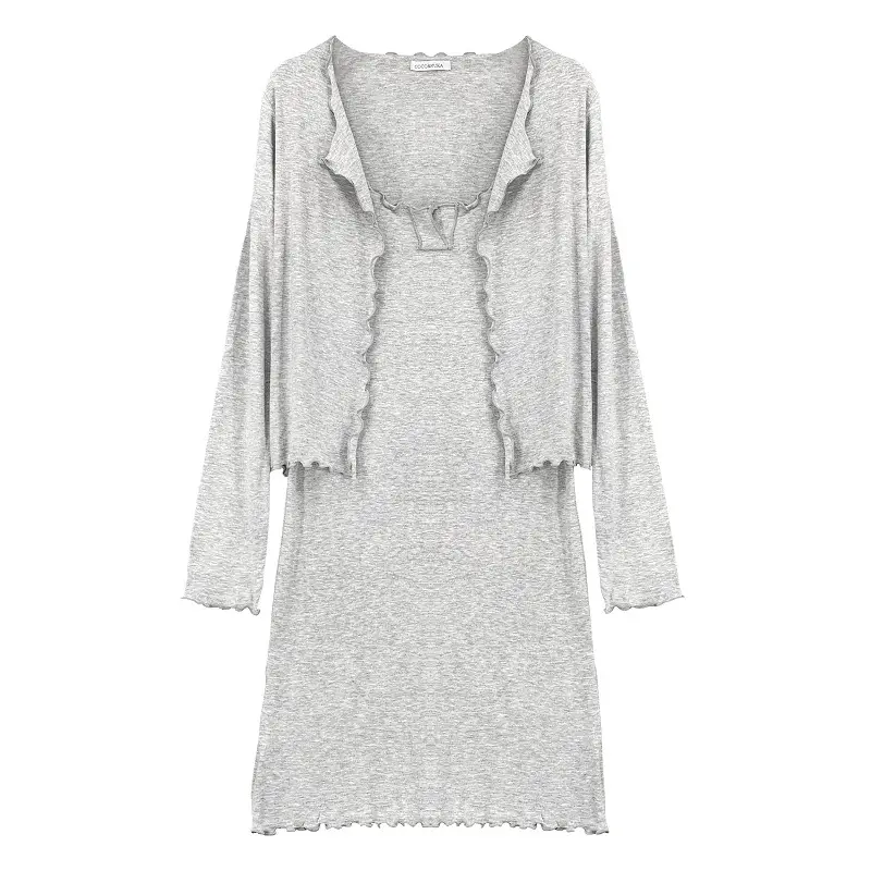 Grey Low Cut Sling Dress Set for Women - Image 9
