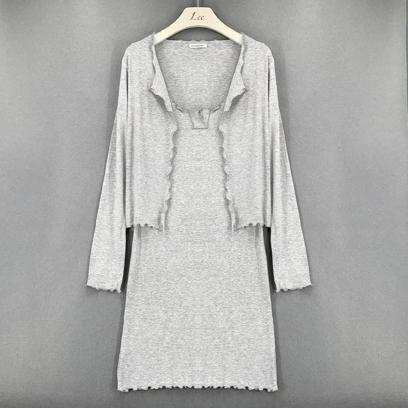 Grey Low Cut Sling Dress Set for Women - Image 2
