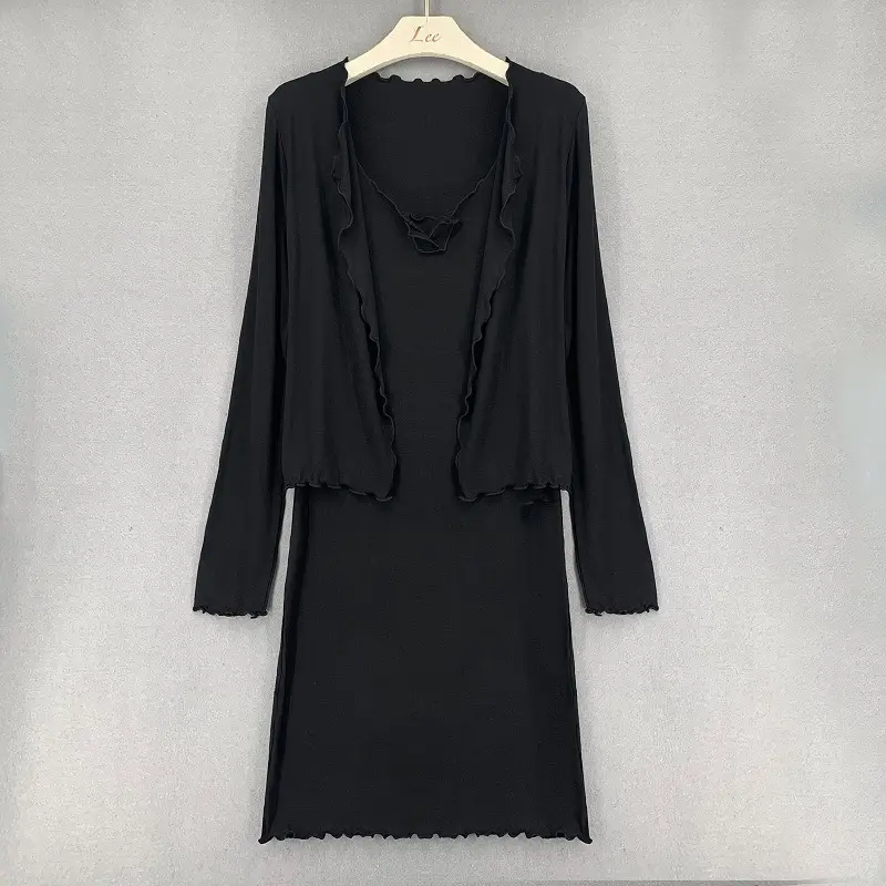 Grey Low Cut Sling Dress Set for Women - Image 3