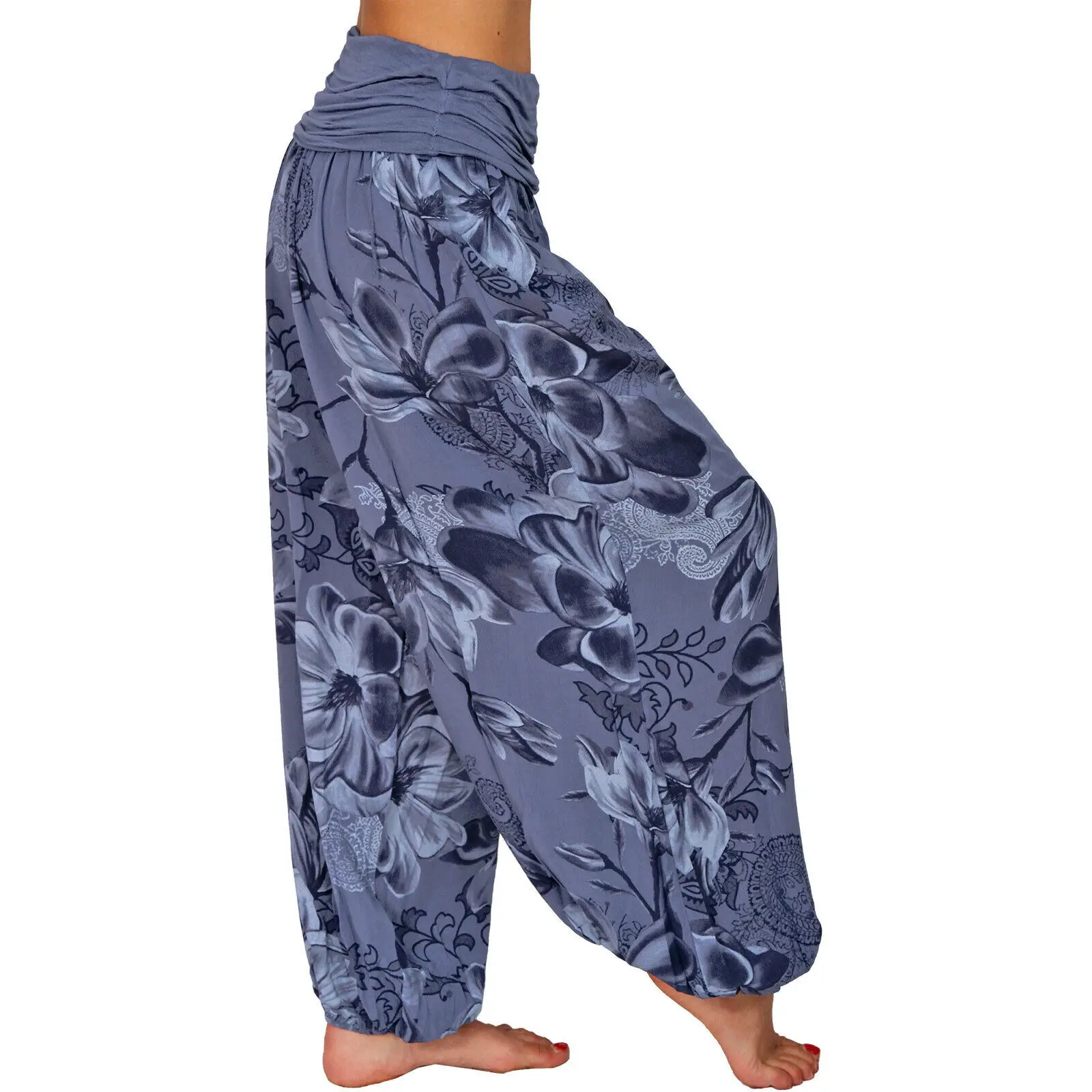 2022 Women's Blue Floral Wide Leg Pants - Image 19