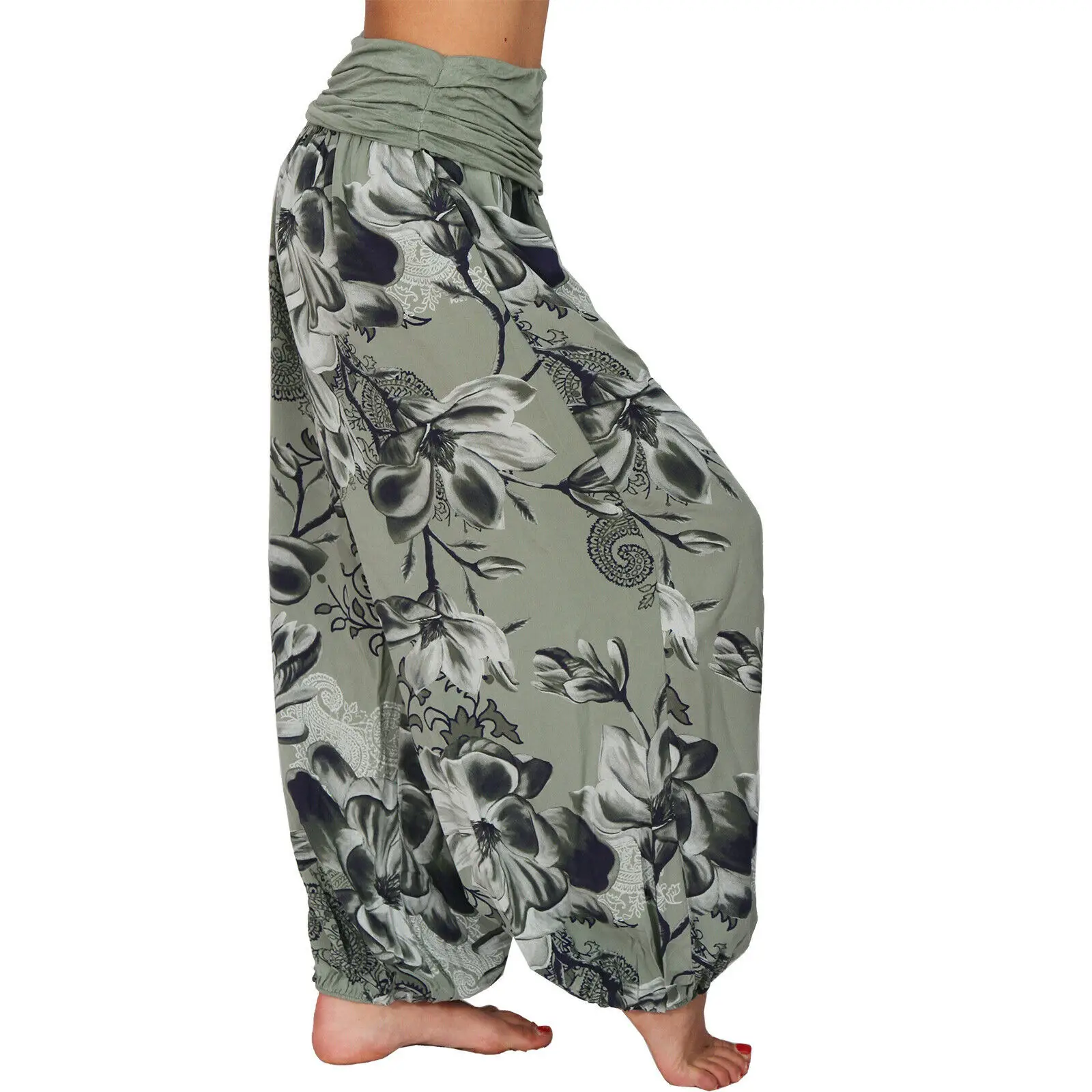 2022 Women's Blue Floral Wide Leg Pants - Image 20