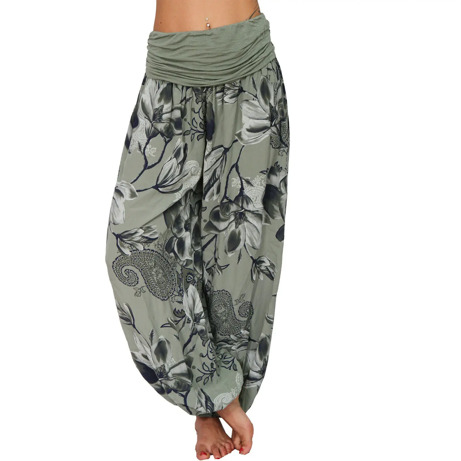 2022 Women's Blue Floral Wide Leg Pants - Image 10