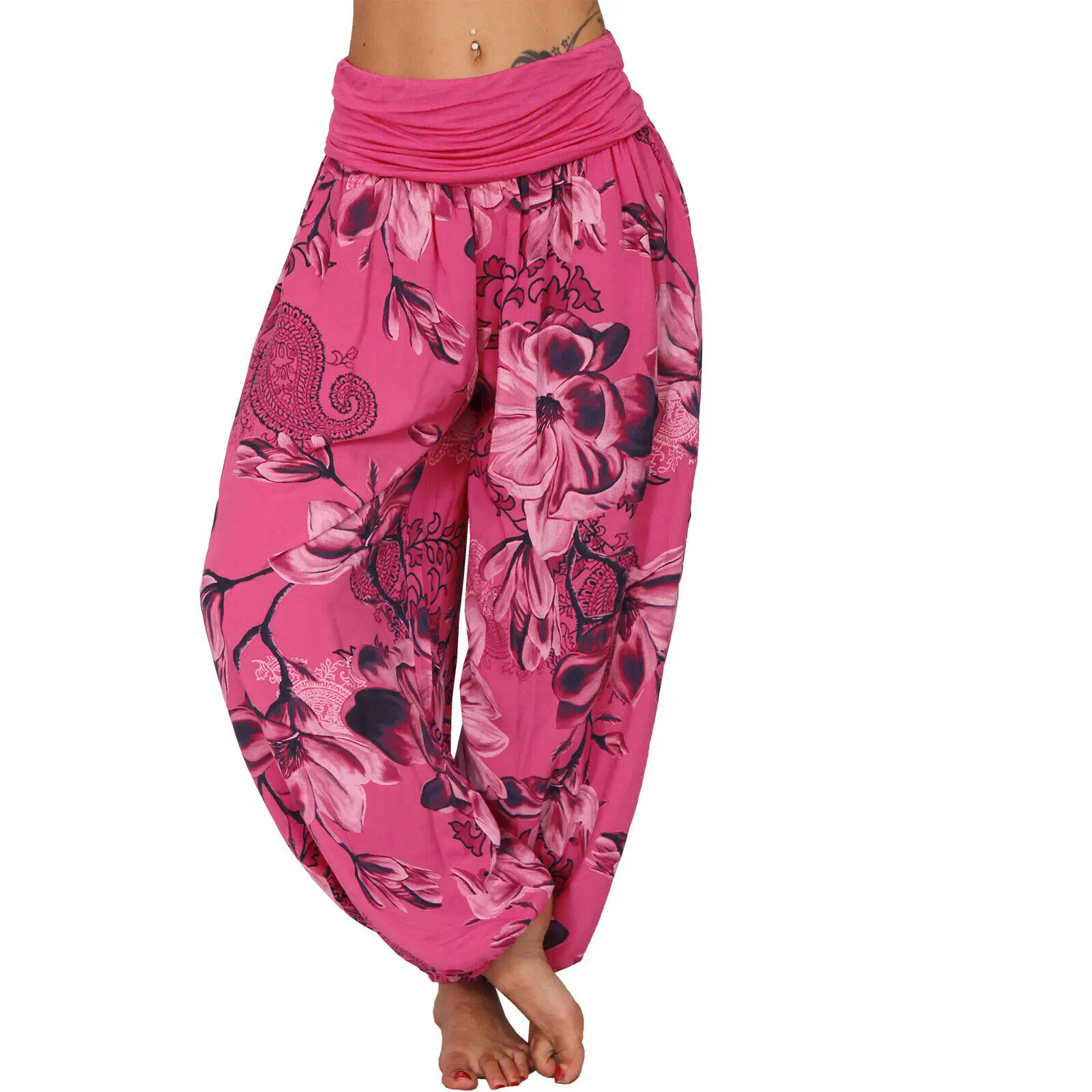 2022 Women's Blue Floral Wide Leg Pants - Image 12
