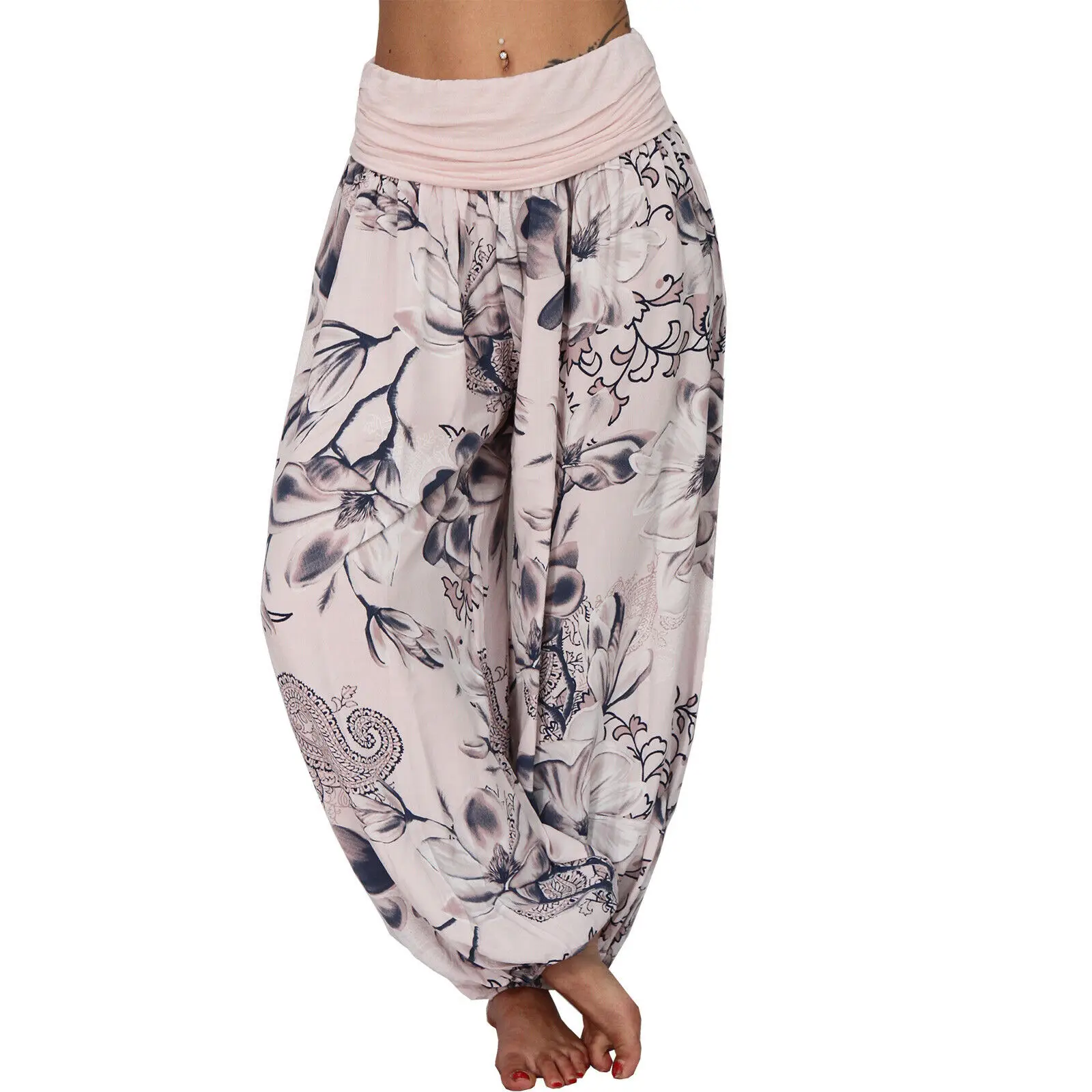 2022 Women's Blue Floral Wide Leg Pants - Image 13