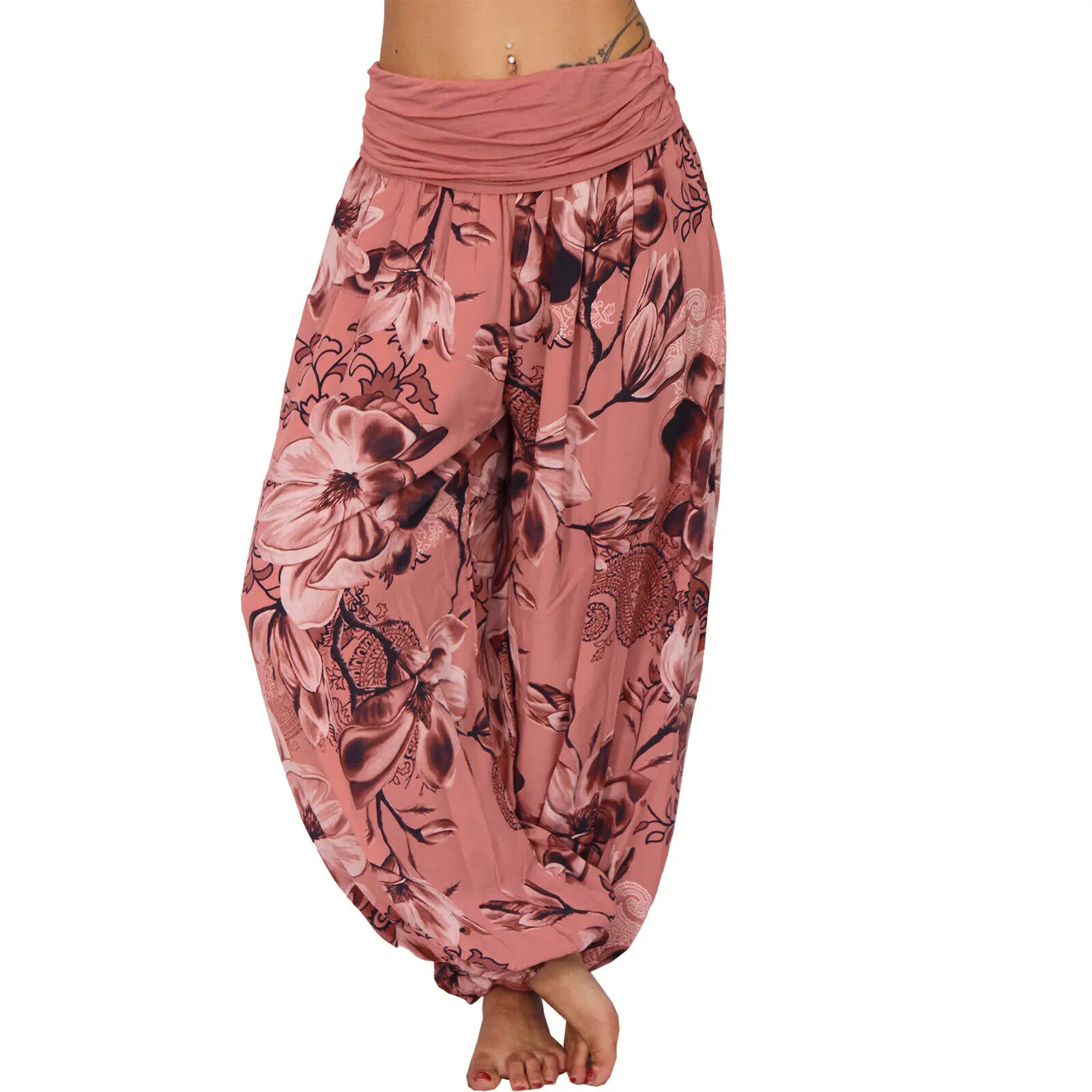 2022 Women's Blue Floral Wide Leg Pants - Image 14