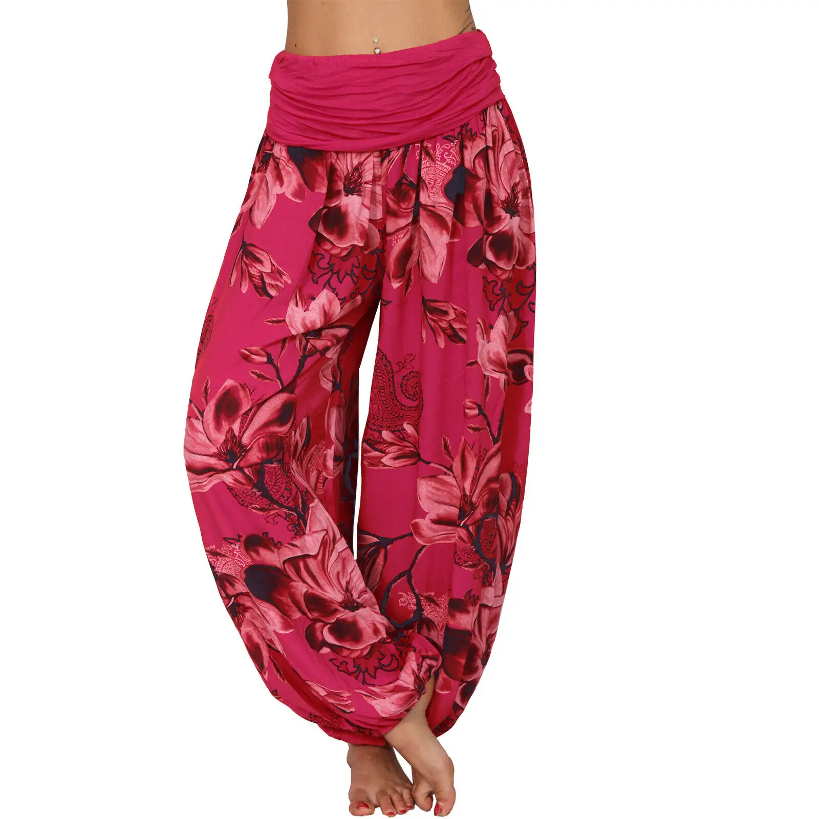 2022 Women's Blue Floral Wide Leg Pants - Image 15