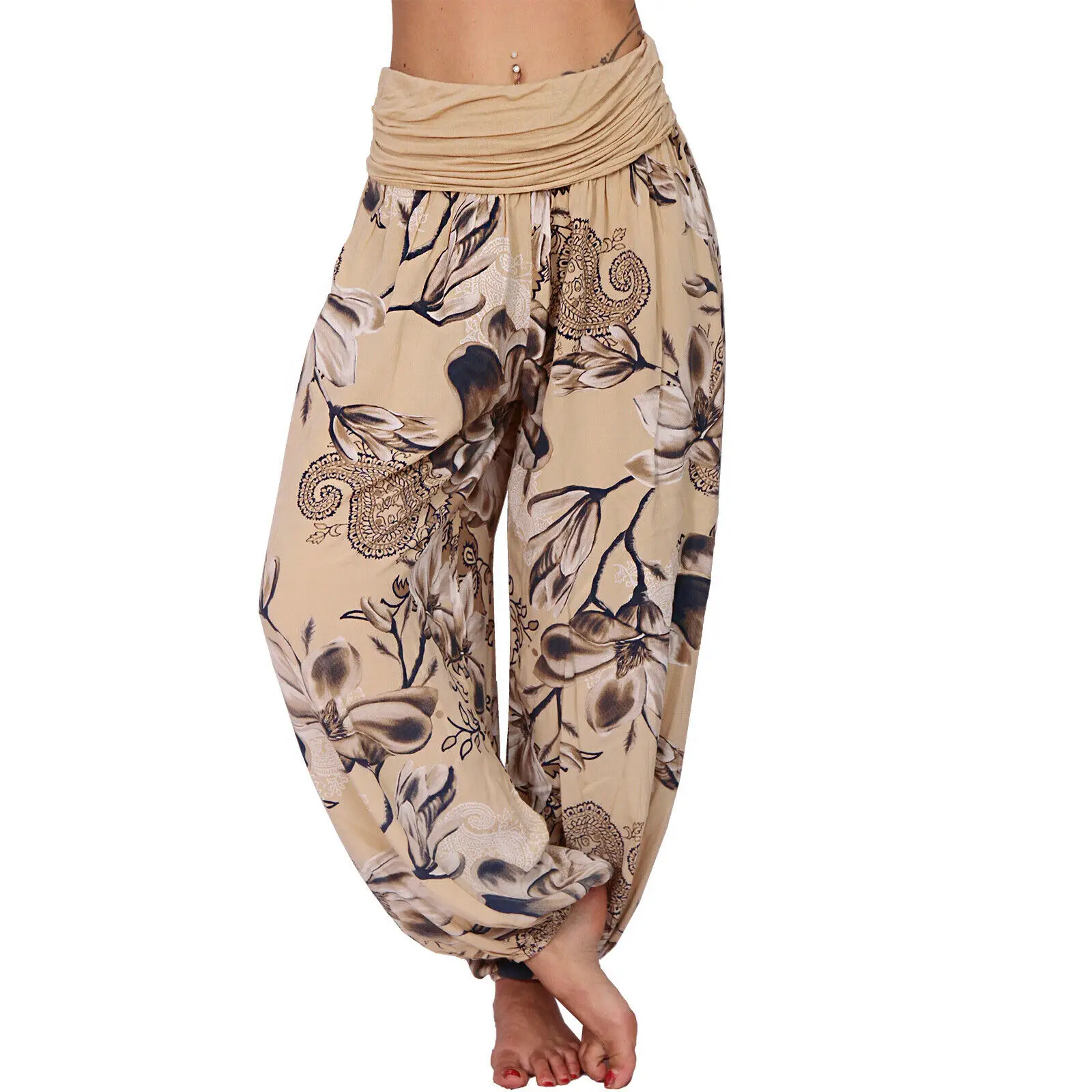 2022 Women's Blue Floral Wide Leg Pants - Image 2