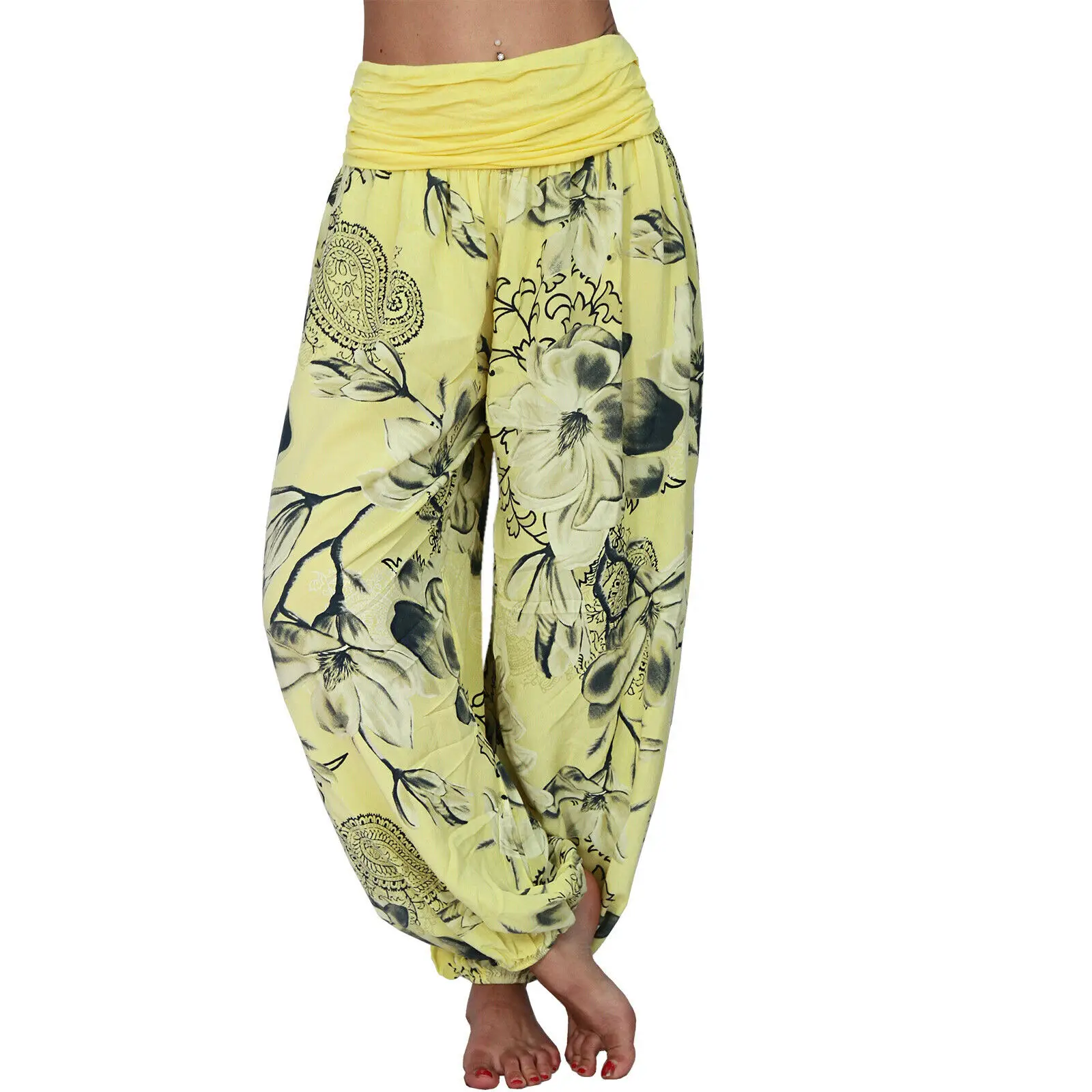 2022 Women's Blue Floral Wide Leg Pants - Image 3