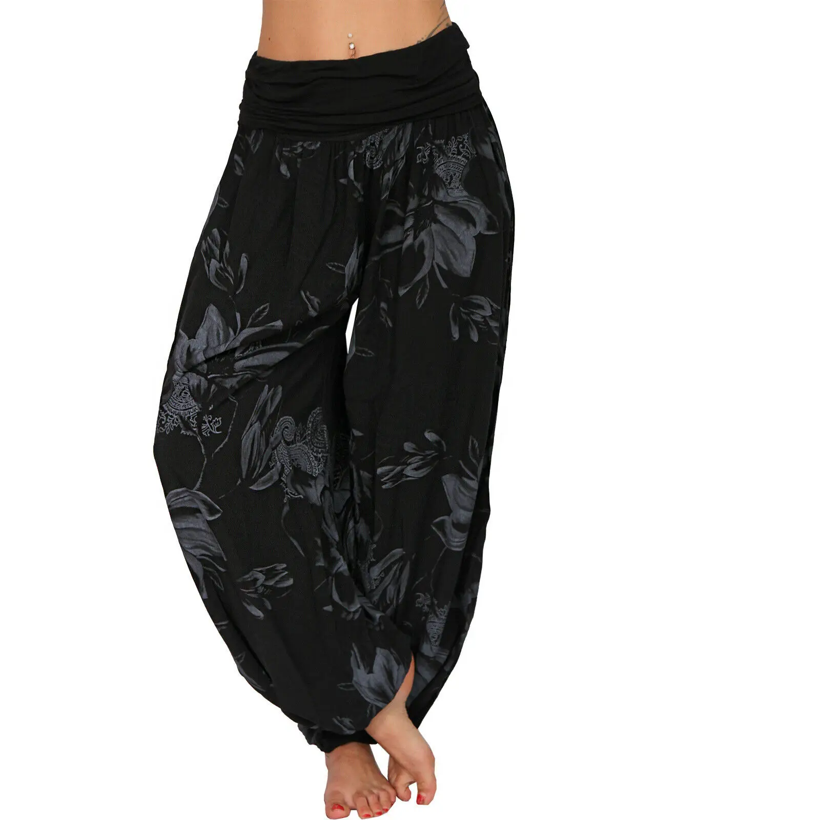 2022 Women's Blue Floral Wide Leg Pants - Image 4